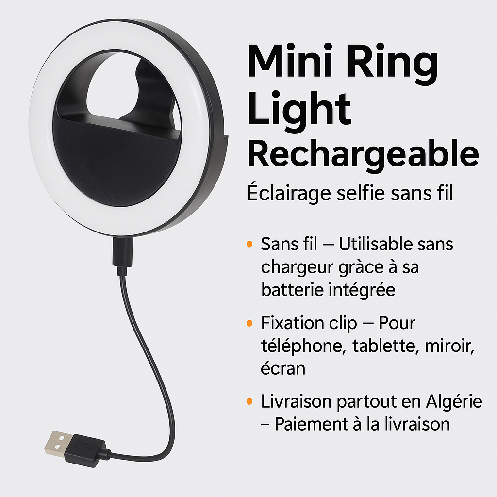 Mini Ring Light Rechargeable – Éclairage selfie sans fil