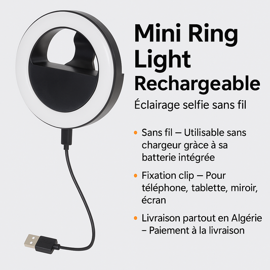 Mini Ring Light Rechargeable – Éclairage selfie sans fil